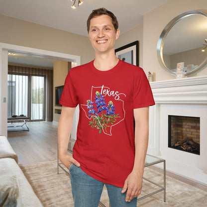 Texas Bluebonnets Outline Adult T-shirt