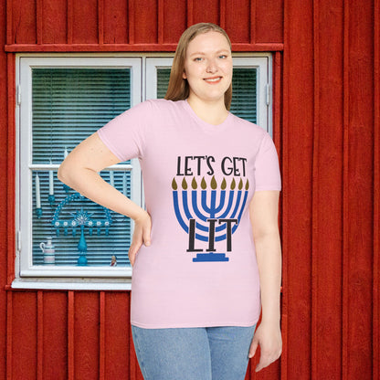 Lets Get Lit Menorah Adult T-shirt