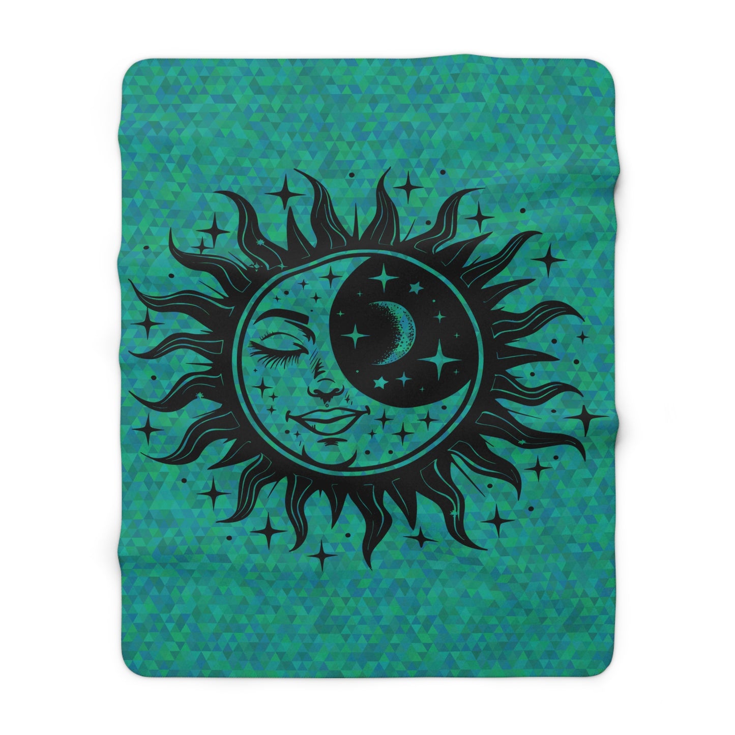 Sun & Moon on Teal Sherpa Fleece Blanket