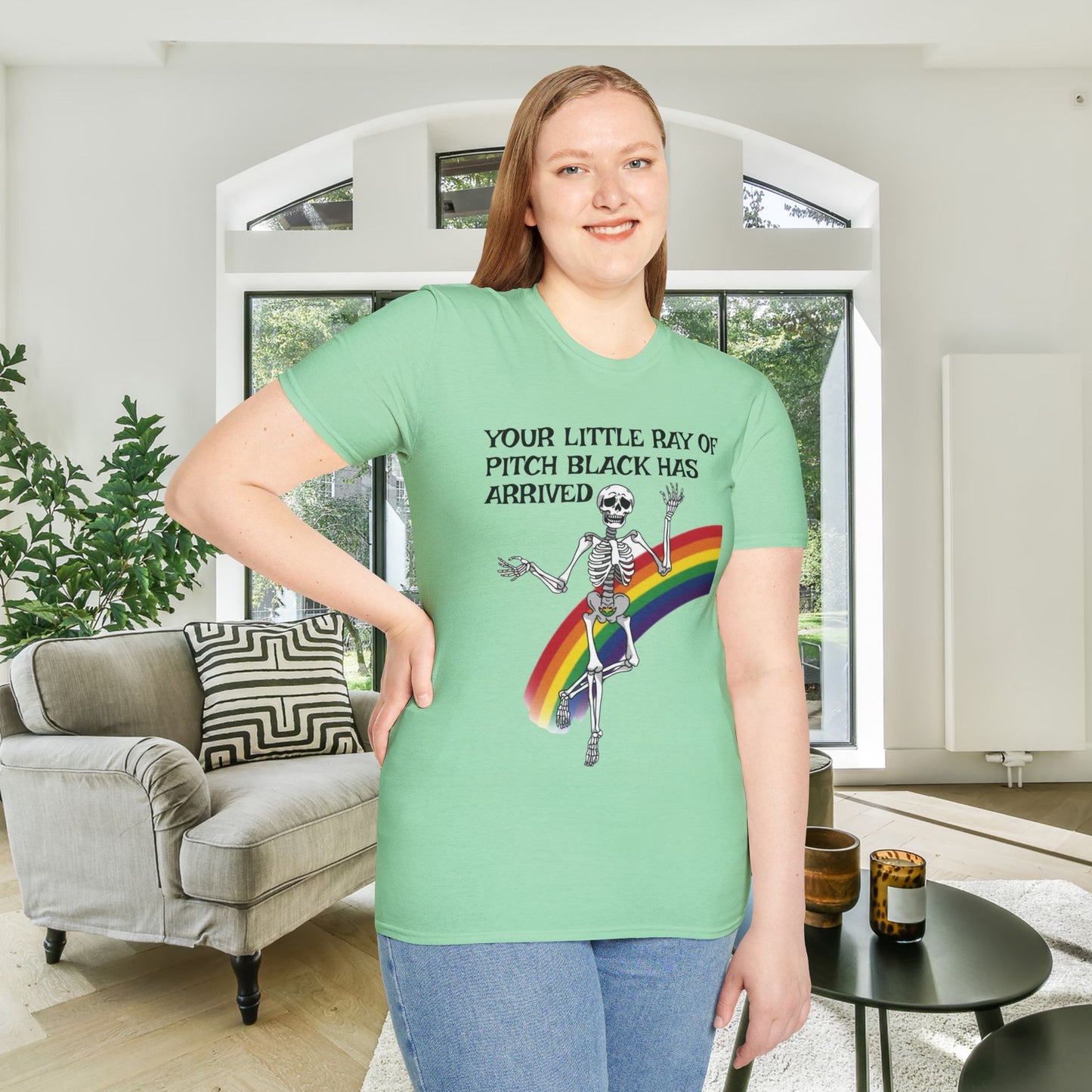 Your Little Ray of Pitch Black Has Arrived (Rainbow) Adult T-shirt
