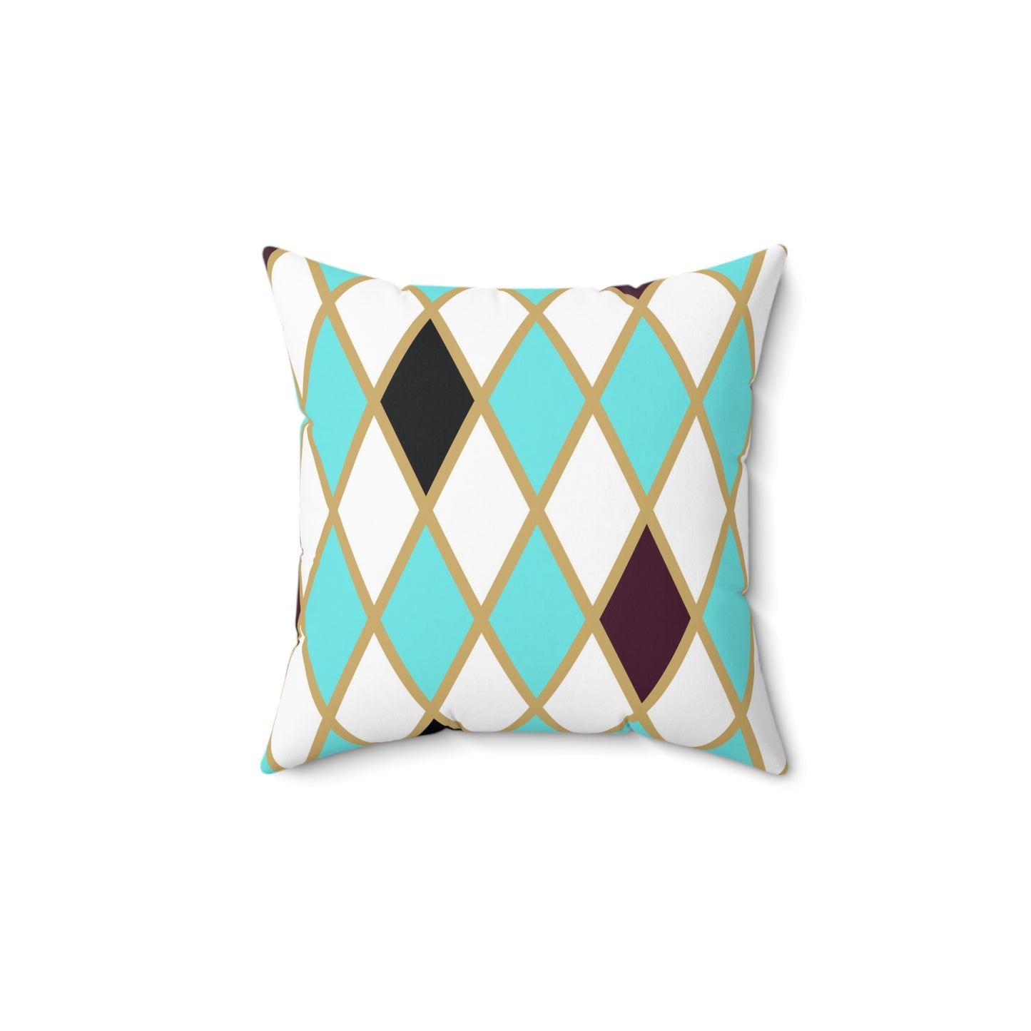 Teal/White Harlequin Throw Pillow