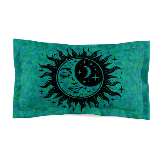 Sun & Moon on Teal Microfiber Pillow Sham