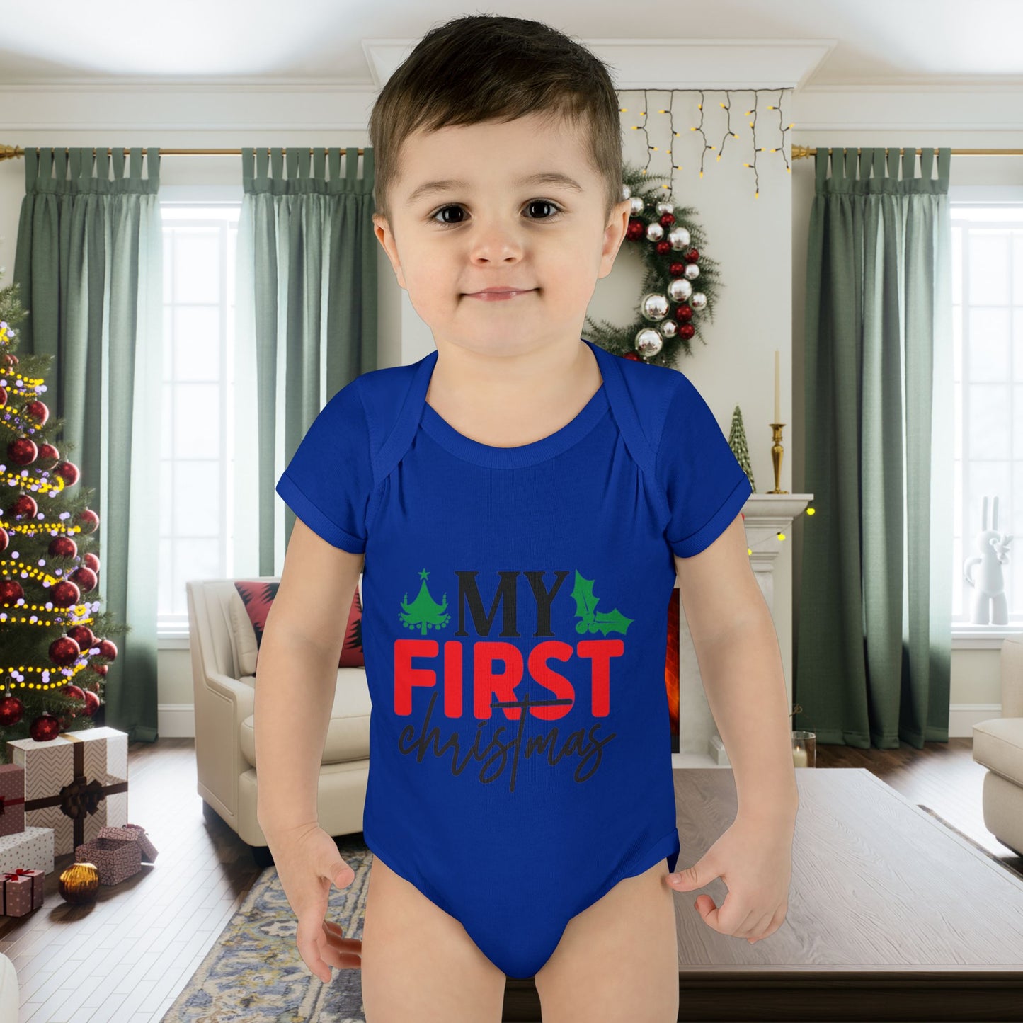 My First Christmas Infant Baby Rib Bodysuit