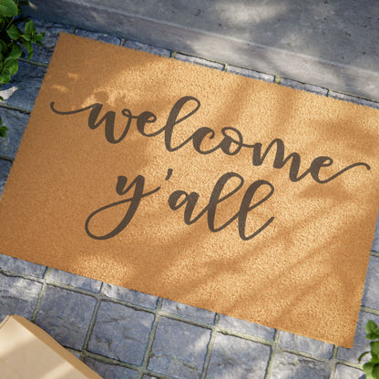 Welcome Y'all Coconut Fiber Doormat