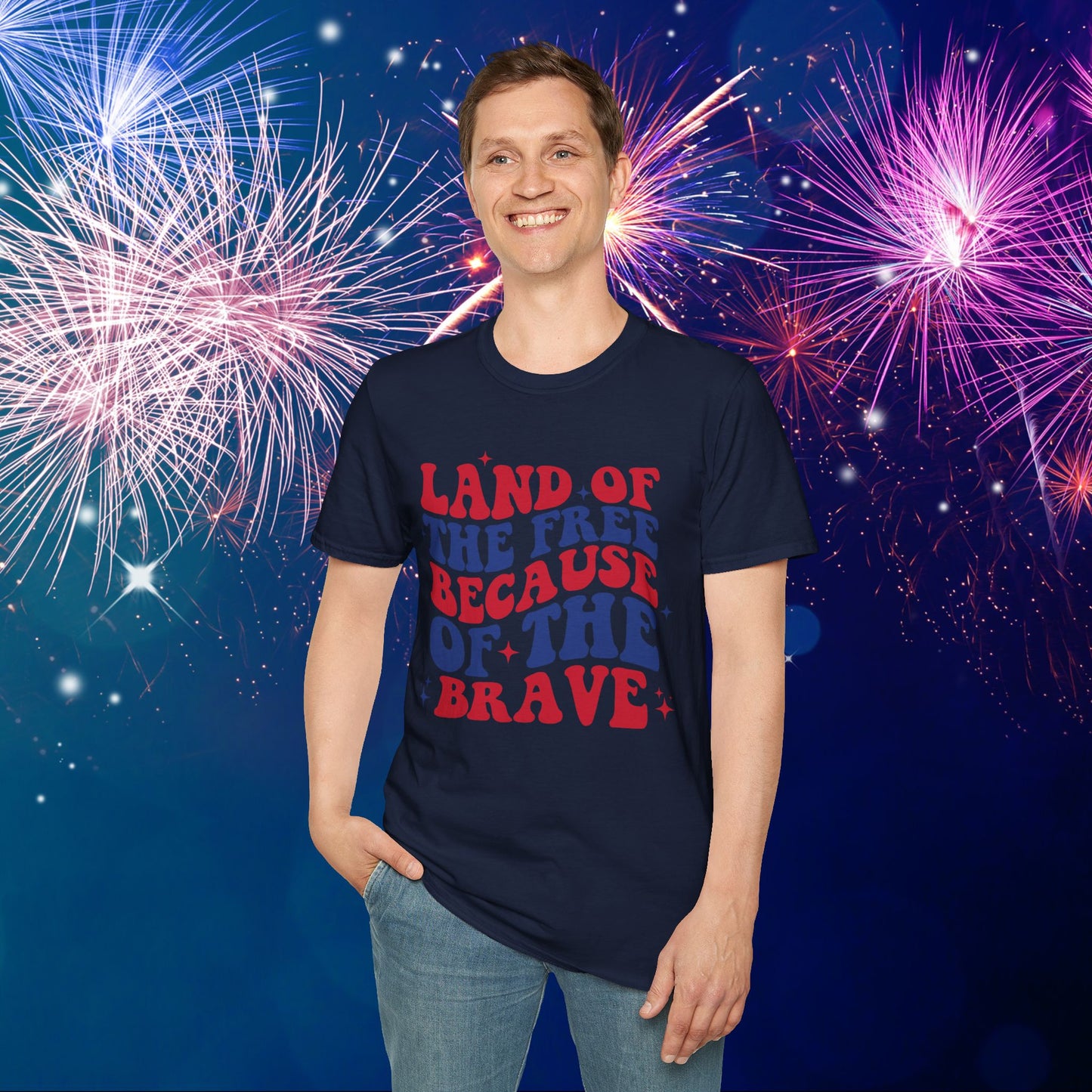 Land of the Free Because of the Brave Adult T-shirt