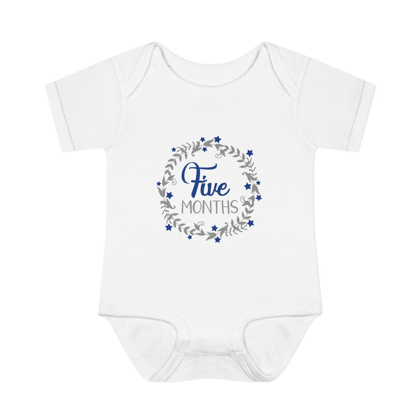 Blue Milestone Wreath Onesie-Five Months