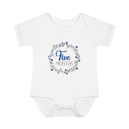 Blue Milestone Wreath Onesie-Five Months