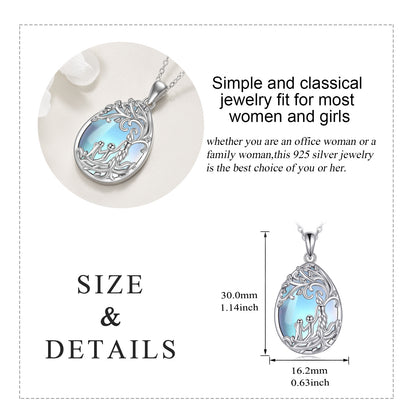 Sterling Silver Moonstone Tree of Life Mother Necklace