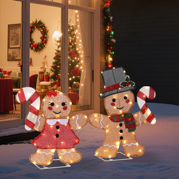 Lighted Gingerbread Man Couple Lighted Christmas Display