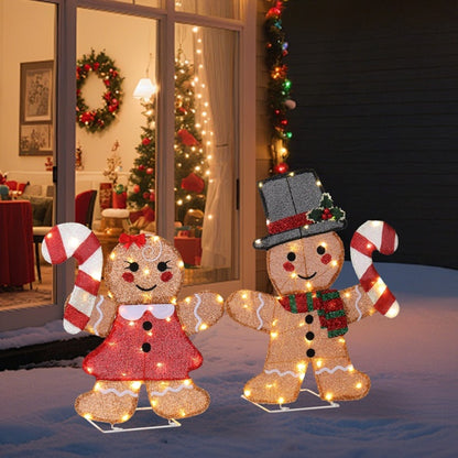 Lighted Gingerbread Man Couple Lighted Christmas Display