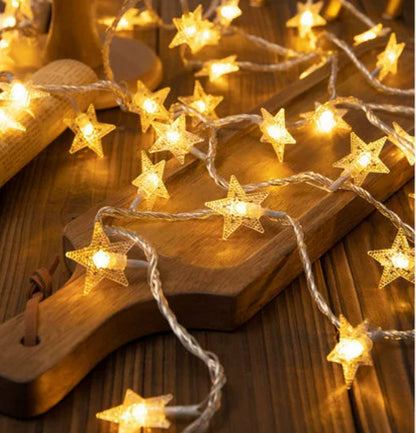 10M Warm White LED Decorative String Lights – Ball & Star Styles