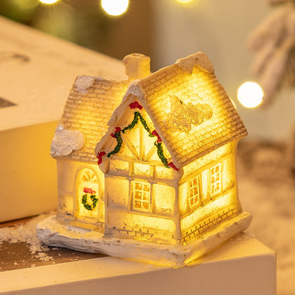 Small Christmas LED Light Up Resin House Village