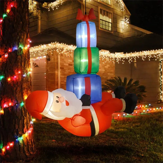 Topsy-Turvy Santa with Presents LED Inflatable
