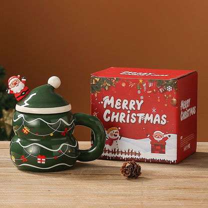 Christmas Mugs with Santa Hat Lids
