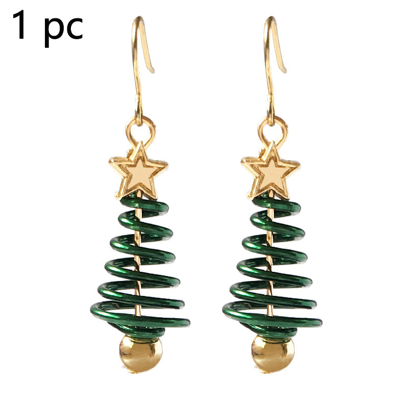 Spiral Christmas Tree Star Earrings