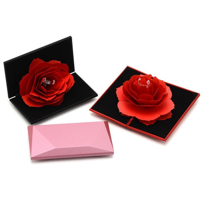 3D  Heart-shaped Rose Love Ring Box