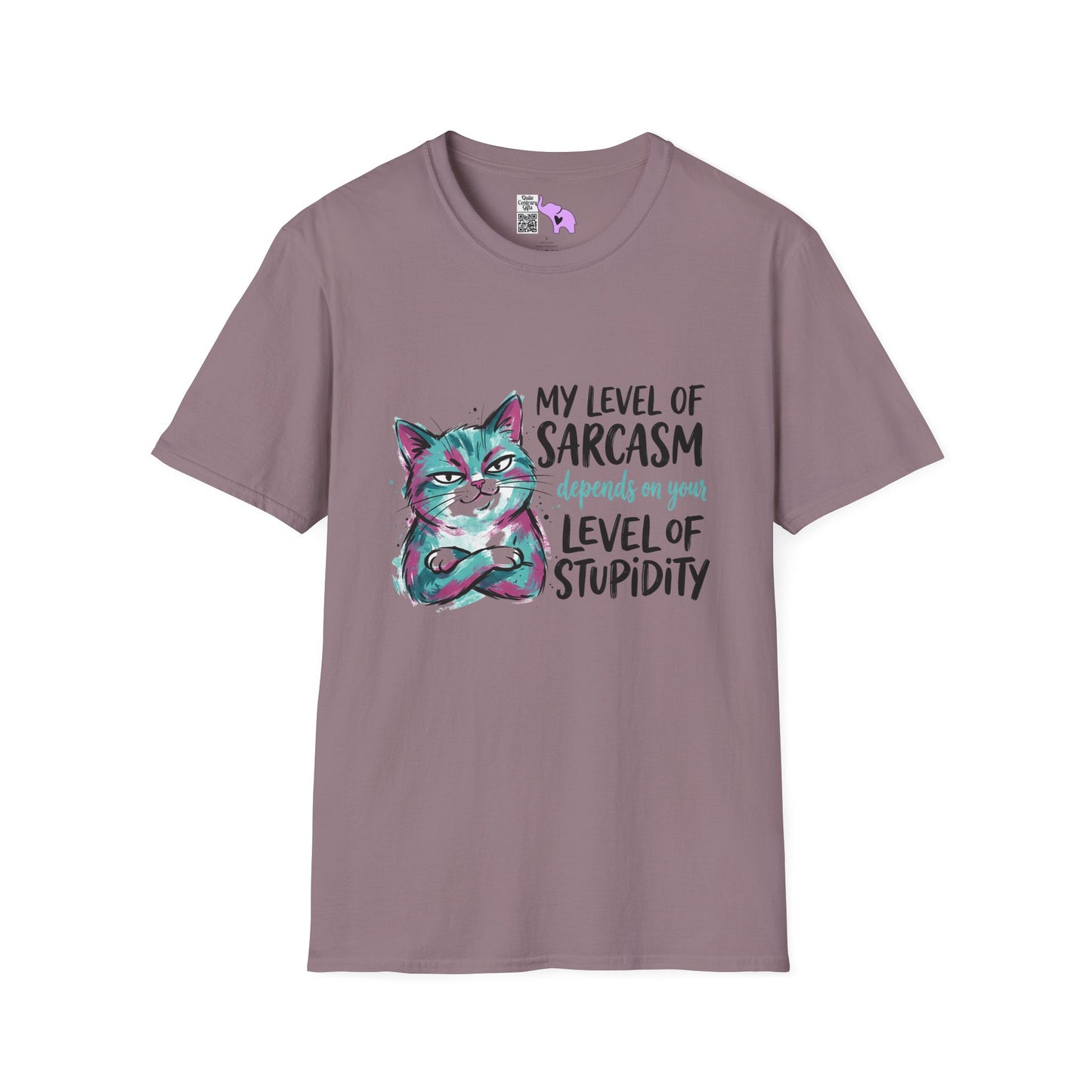 ""My Level of Sarcasm Depends on Your Level of Stupidity (Cat) Adult T-shirt
