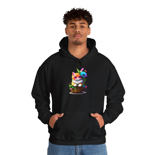 Cute Colorful Kitten in Flowers 2 Heavy Blend™ Hooded Sweatshirt