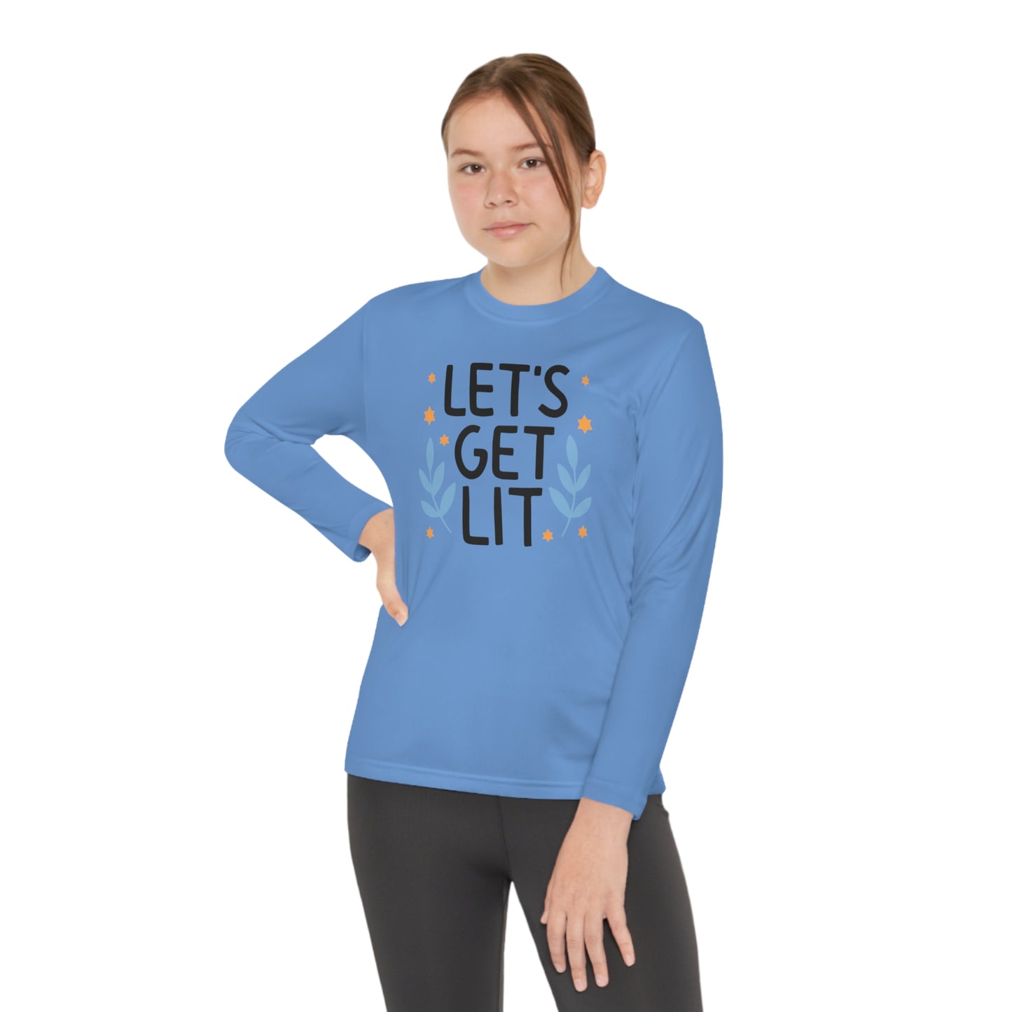 Hanukkah Let's Get Lit Youth Long Sleeve Tee