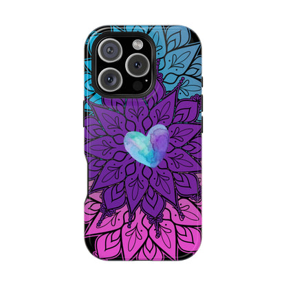 Colorful Mandala w/Heart MagSafe® Compatible Tough Case for iPhone
