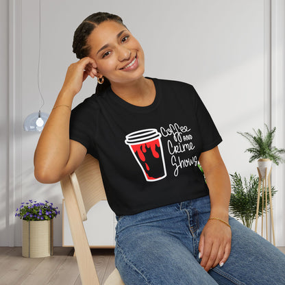 Coffee and Crime Shows Adult T-shirt