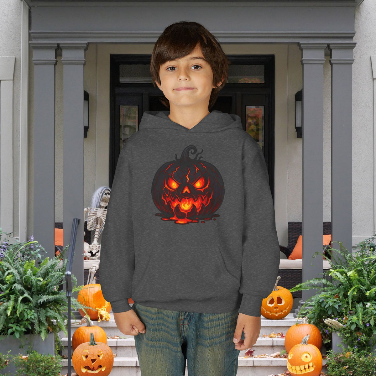 ""Inferno Jack-O’-Lantern Youth Heavy Blend Hoodie
