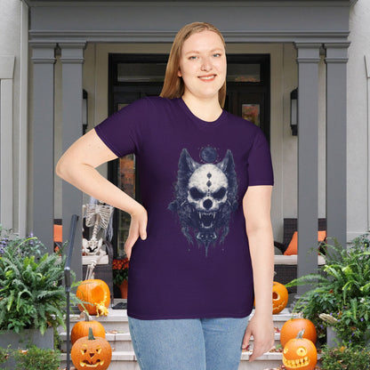 Creepy Skull Wolf Adult T-shirt