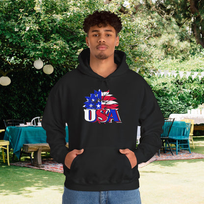 USA Red White & Blue Sunflower Heavy Blend™ Hooded Sweatshirt