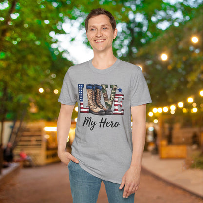 Love My Hero (Military Boots) Adult T-Shirt