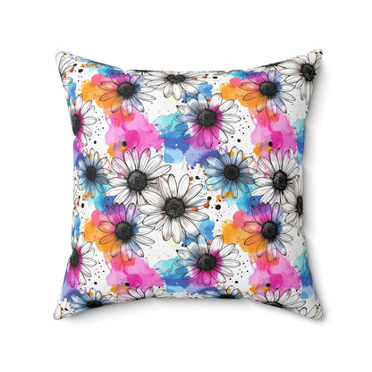 Watercolor Daisy Dream Throw Pillow