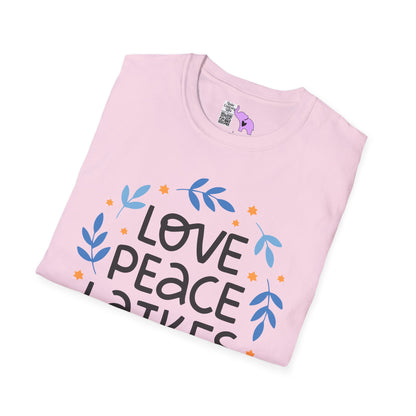 Hanukkah Love Peace Latkes Adult T-shirt