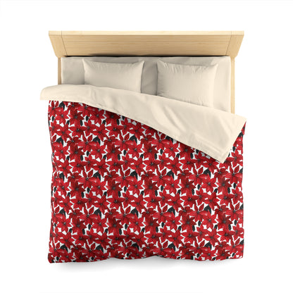 Inked Poinsettias Microfiber Duvet Cover