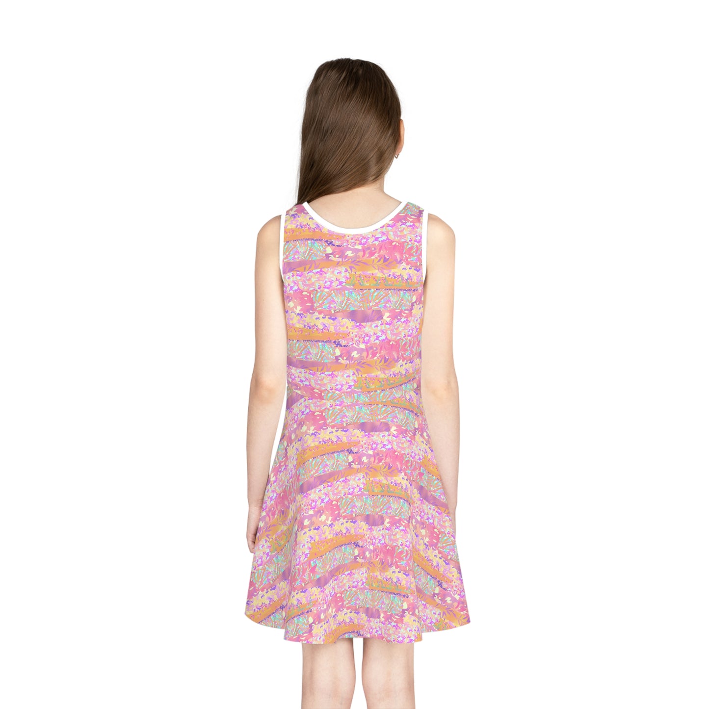 Wild Tropic Collage Girls' Sleeveless Sundress