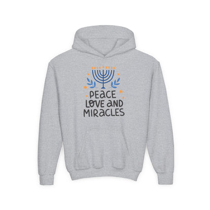 Hanukkah Peace Love & Miracles 1 Youth Hoodie