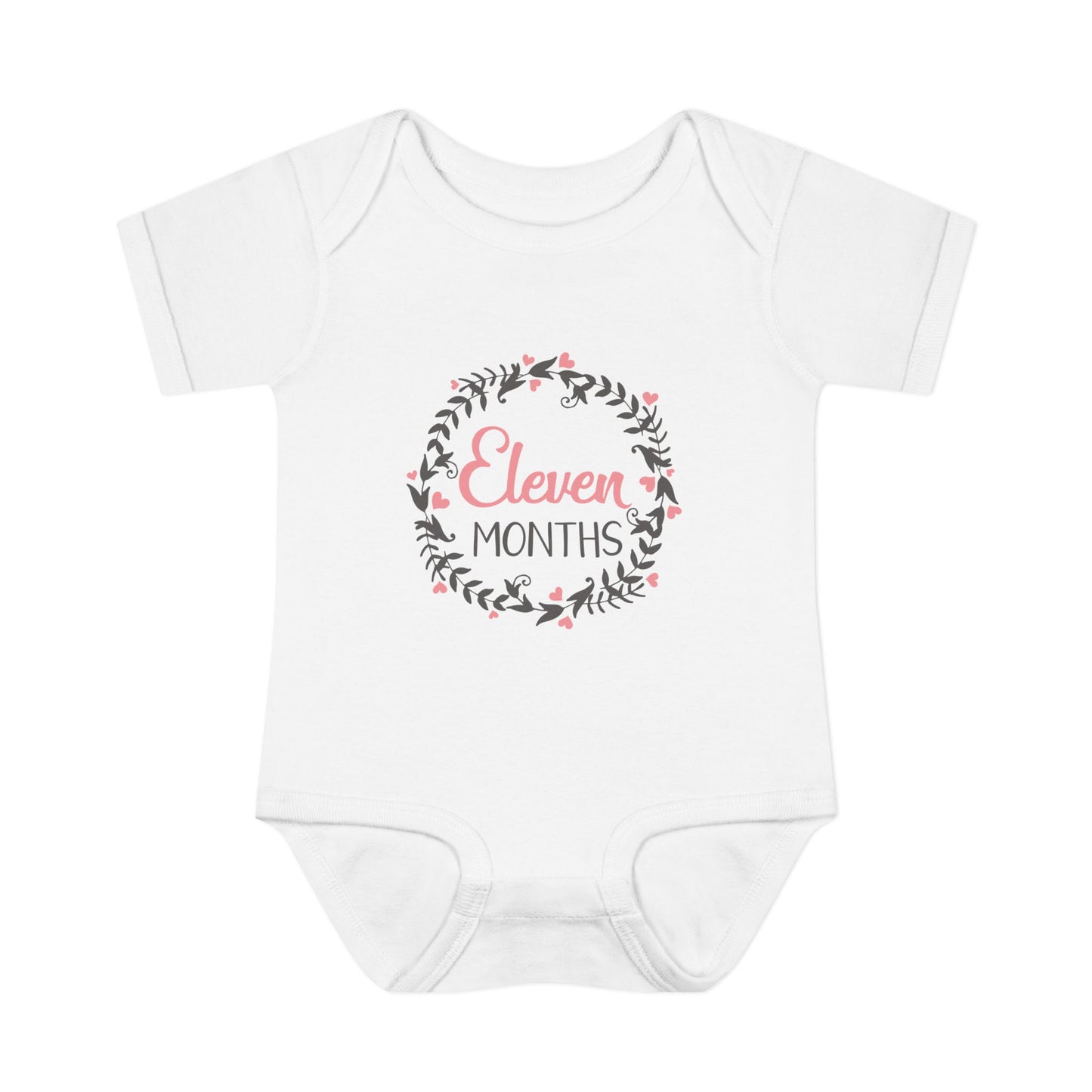 Pink Milestone Wreath Onesie-Eleven Months