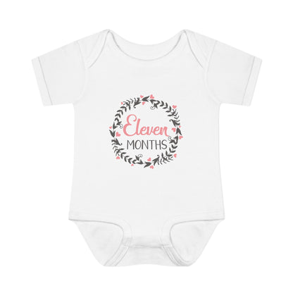 Pink Milestone Wreath Onesie-Eleven Months