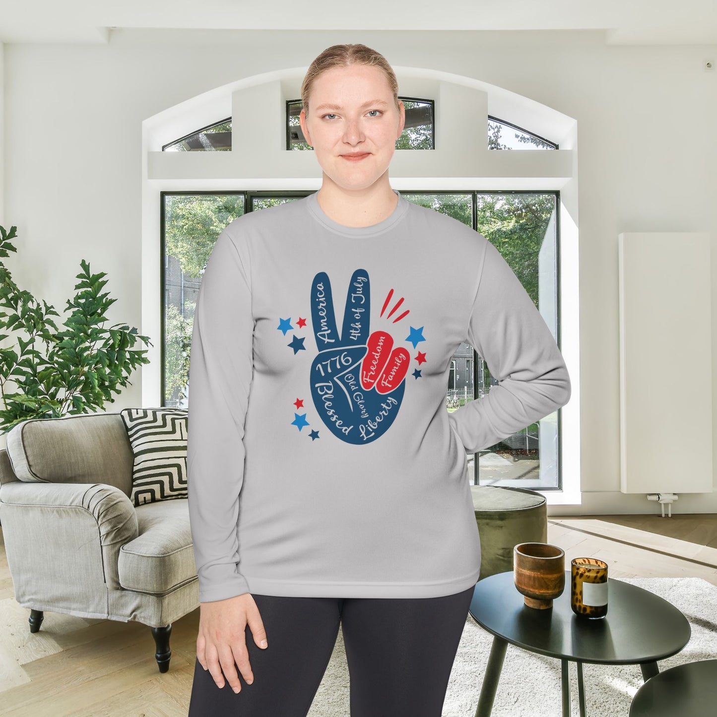 Patriotic Peace Adult Long Sleeve Tee