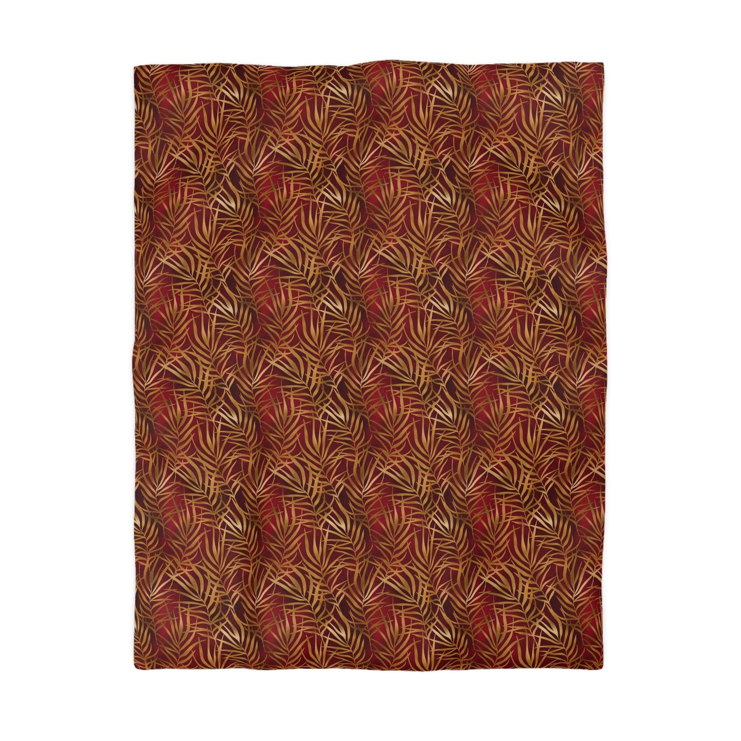 Crimson Palm Veil Duvet Bedding Set