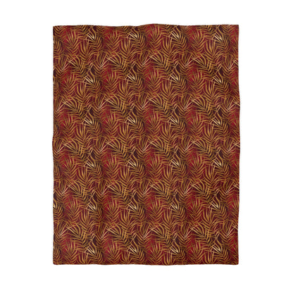 Crimson Palm Veil Duvet Bedding Set