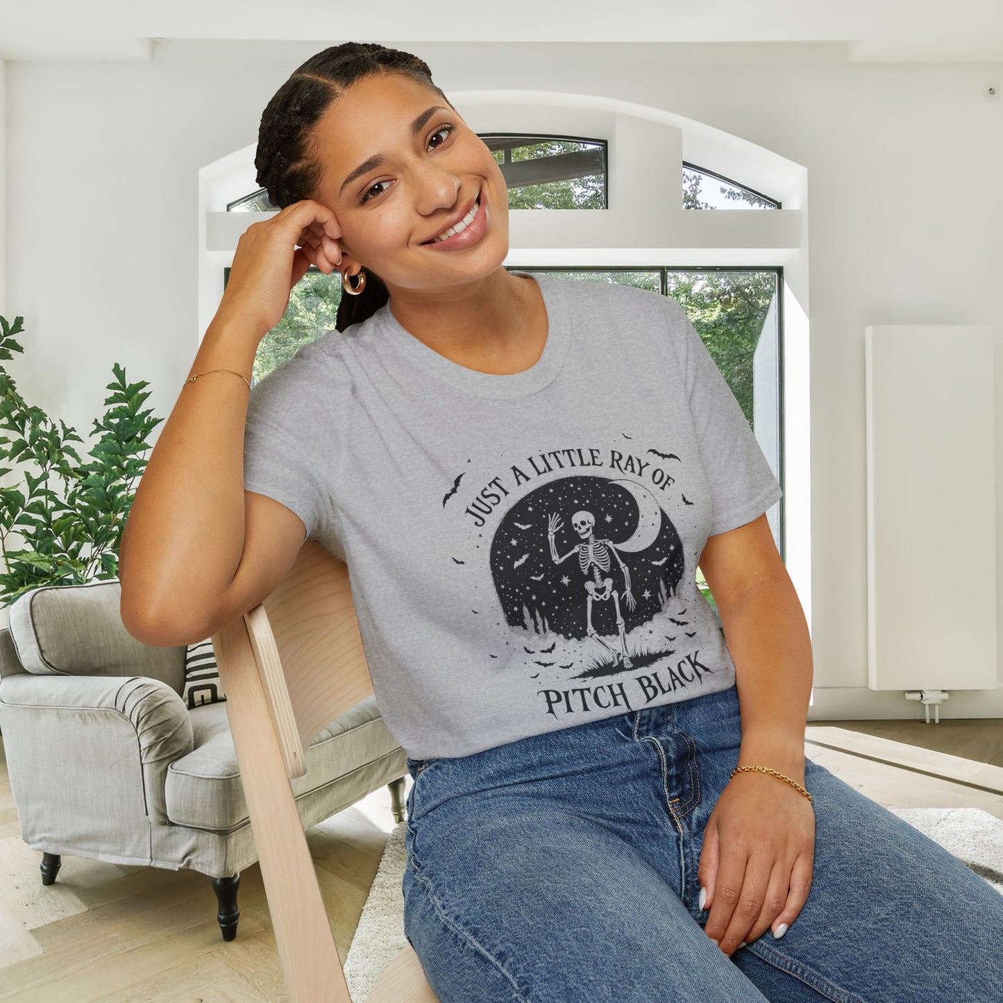 Just A Little Ray of Pitch Black (Crescent Moon) Adult T-shirt
