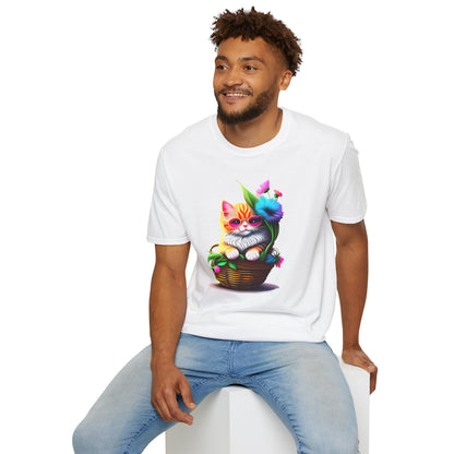 Cute Colorful Kitten in Flowers 2 T-shirt