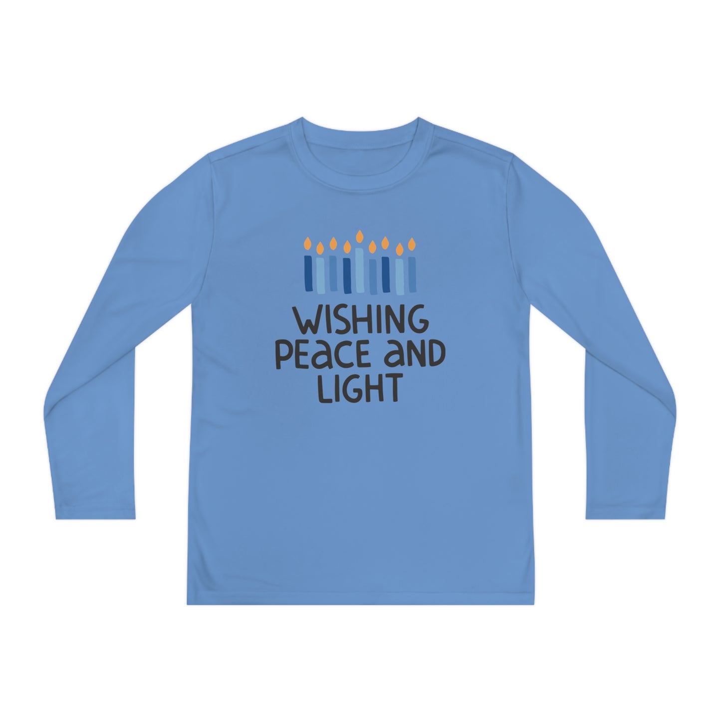 Hanukkah Wishing Peace & LIght Youth Long Sleeve Tee