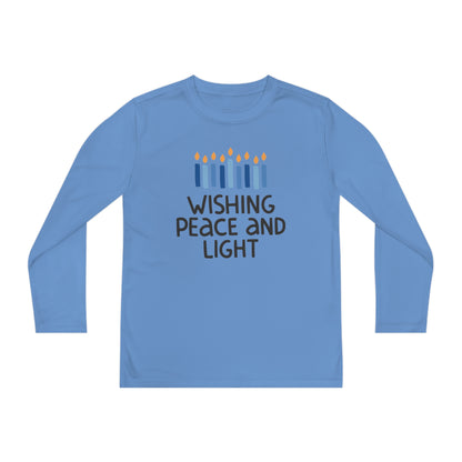 Hanukkah Wishing Peace & LIght Youth Long Sleeve Tee