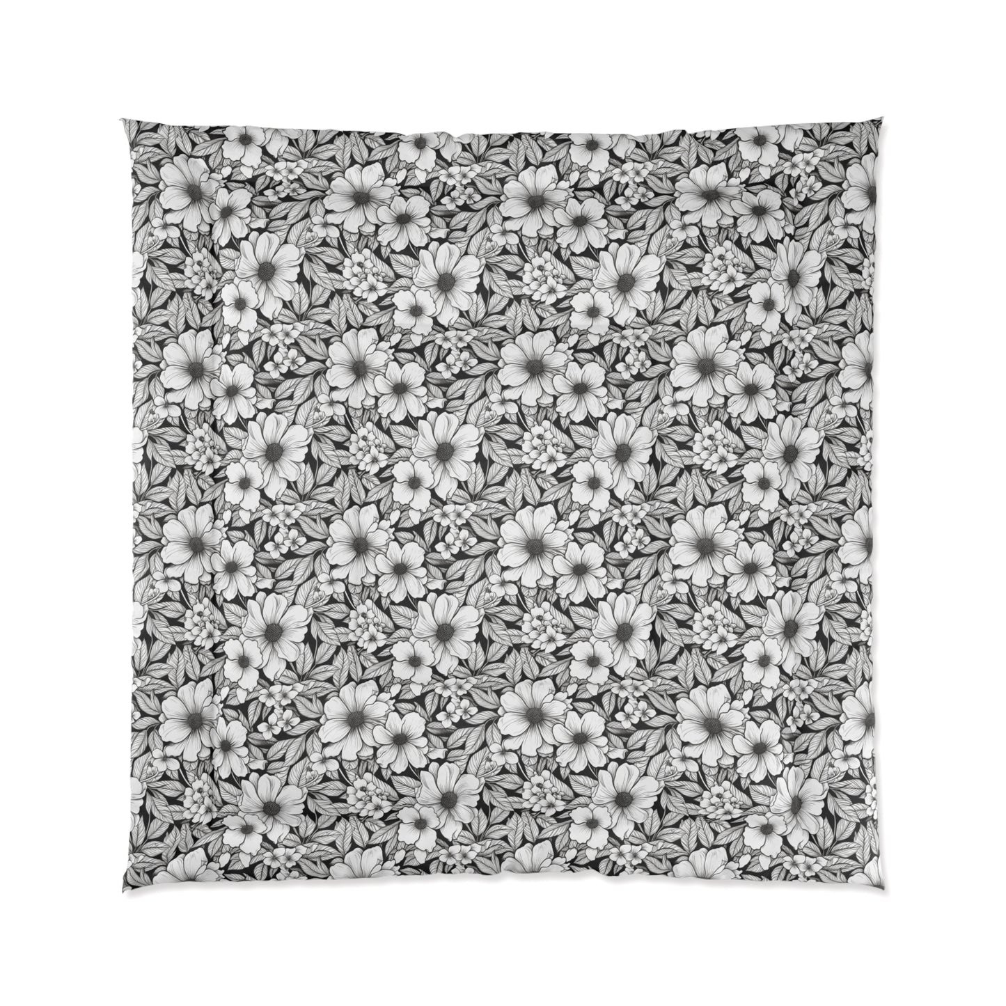Black & White Forget-Me-Nots Comforter