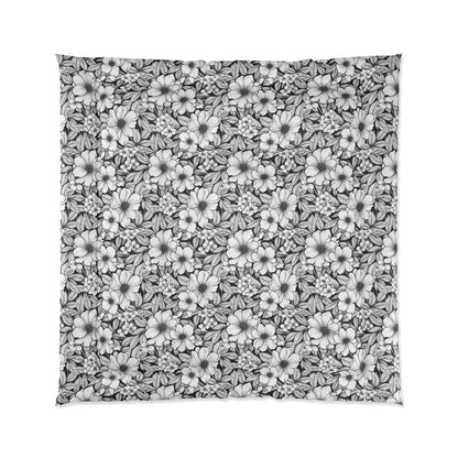 Black & White Forget-Me-Nots Comforter