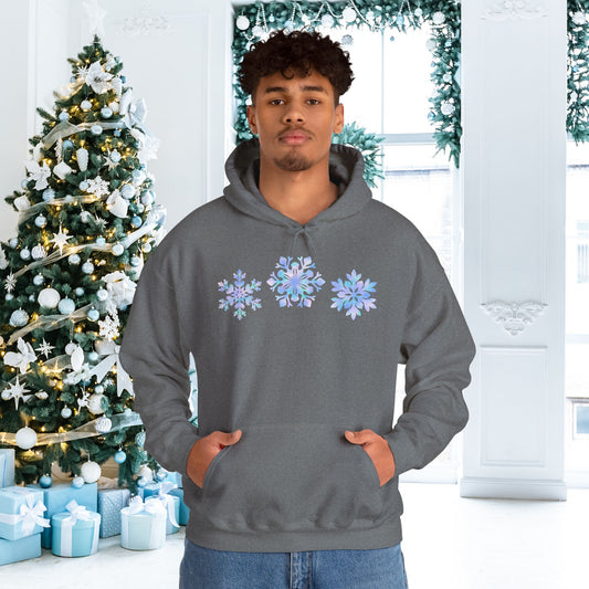 Blue Snowflakes Adult Heavy Blend™ Hooded Sweatshirt