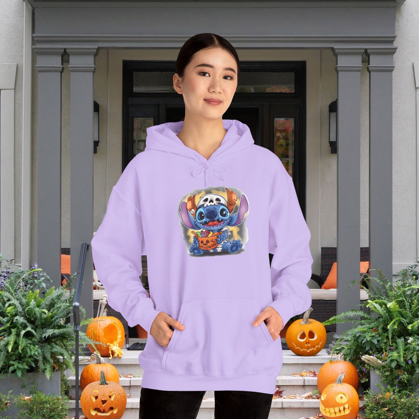 Stitch in Skeleton Costume Heavy Blend™ Hooded Sweatshirt