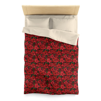 Copy of Winter Poinsettia Garden Microfiber Duvet Cover