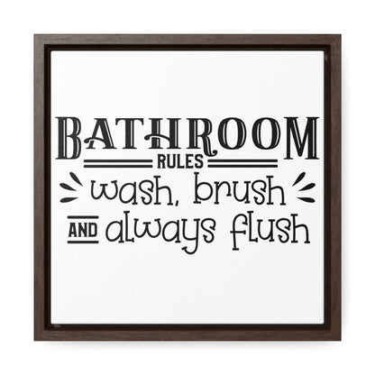 Bathroom Rules Canvas Wraps, Square Frame