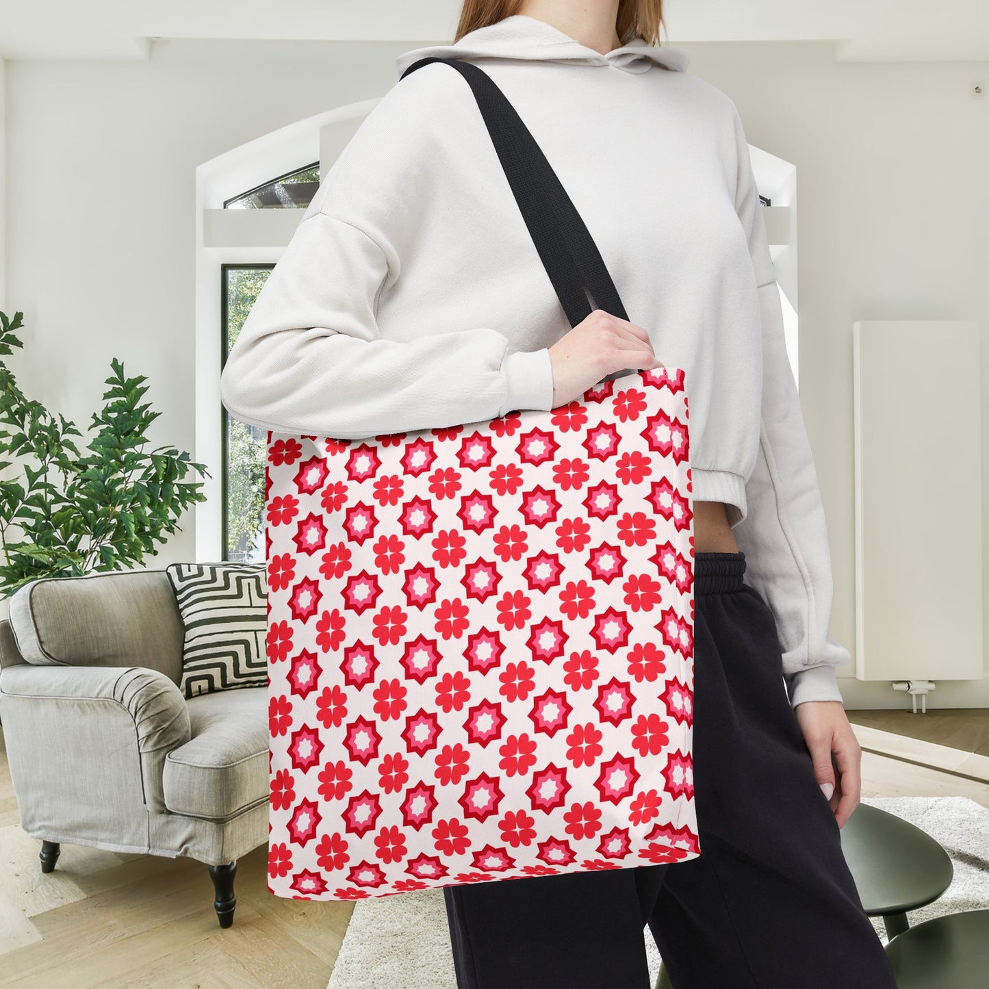 Scarlet Star Garden Canvas Tote Bag
